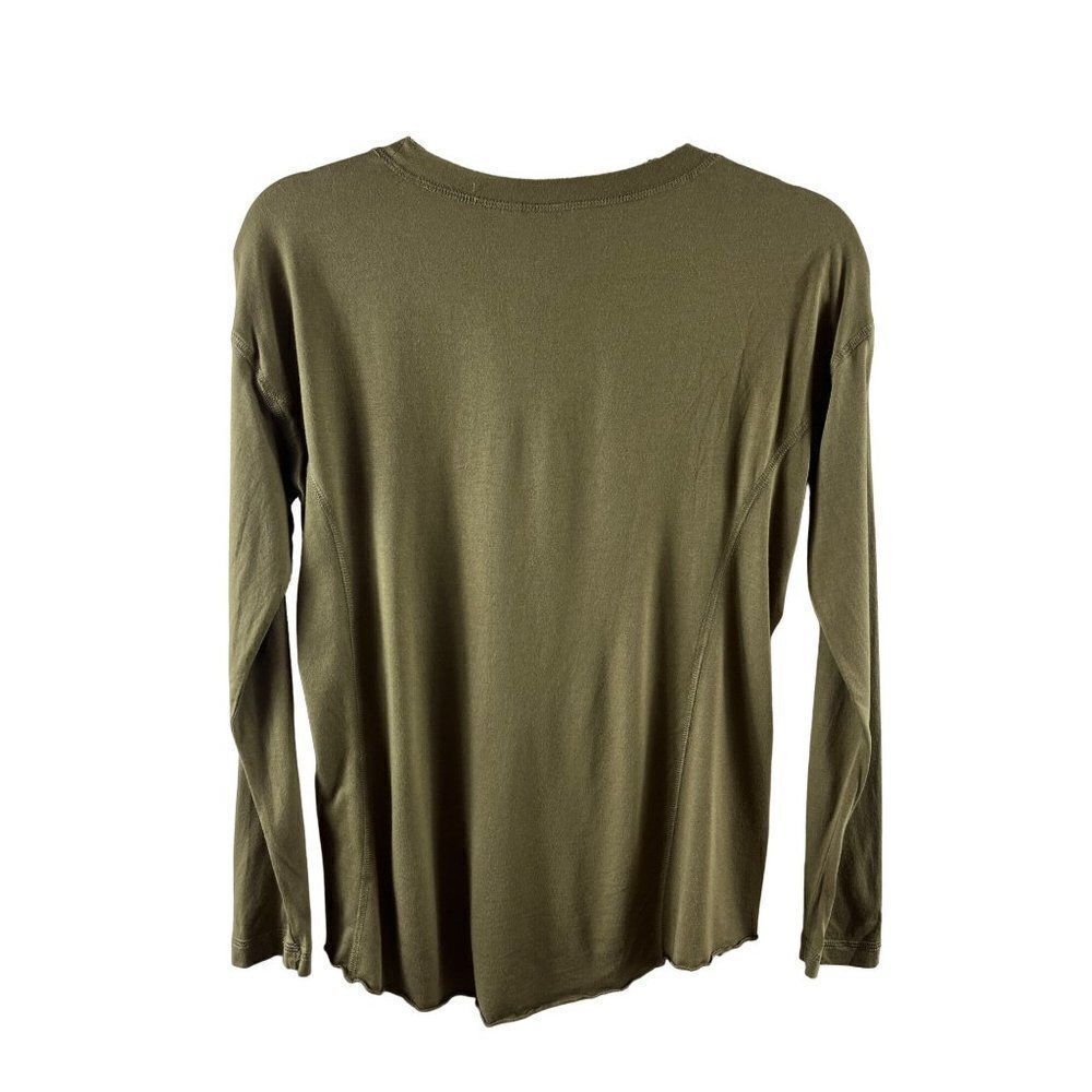 Sundance Side Inset Pocket Long Sleeve Modal Tee Shirt Top Size XS Olive Green - Picture 2 of 6